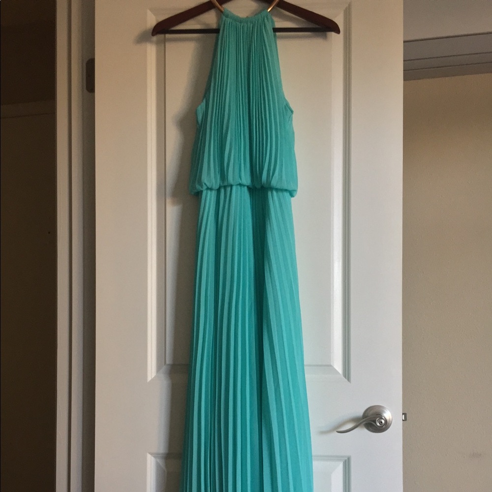 Pleated Halter Neck Chiffon Gown